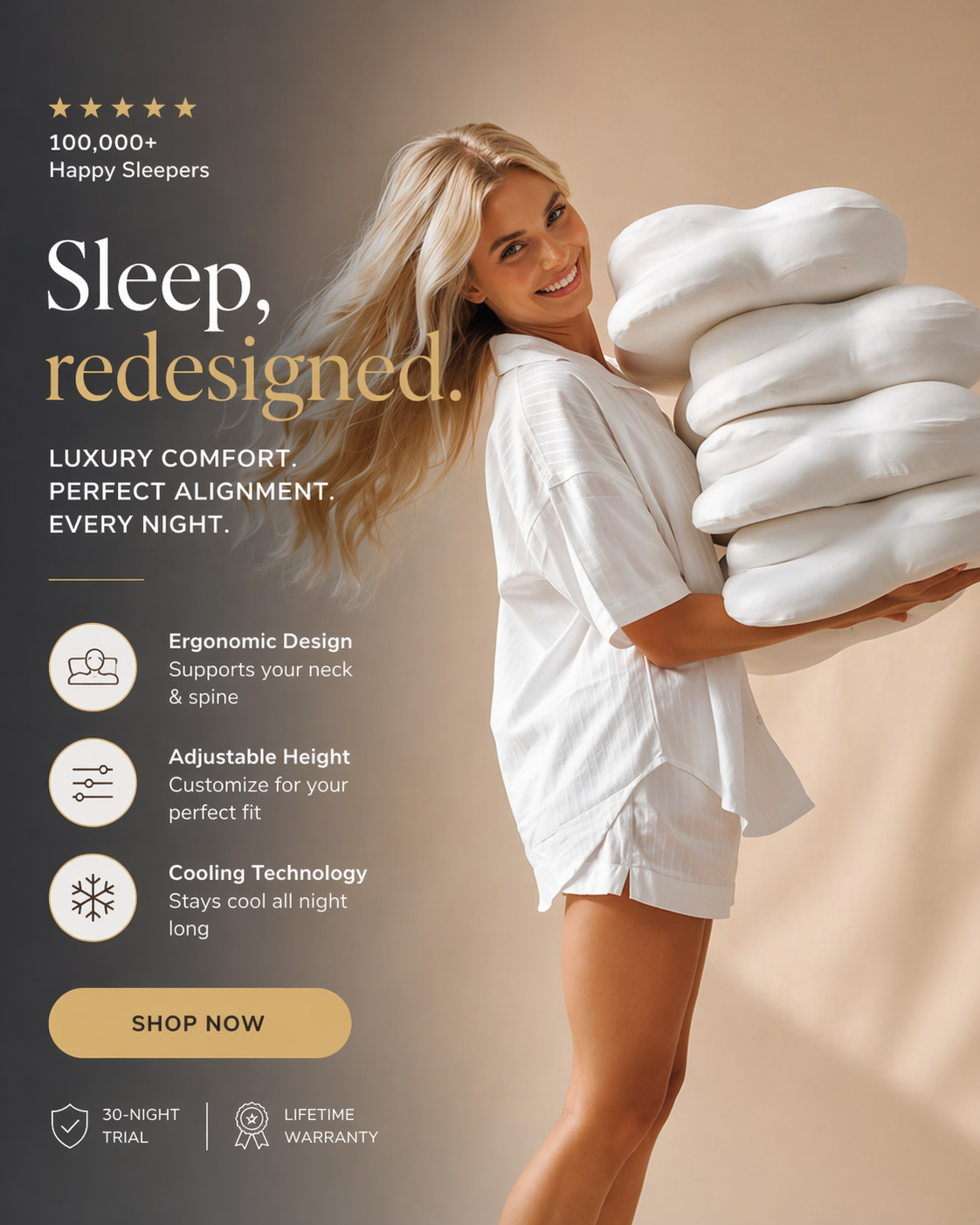 Lünely Cervical Cloud Pillow – Premium Memory Foam Support for Chronic Neck Pain