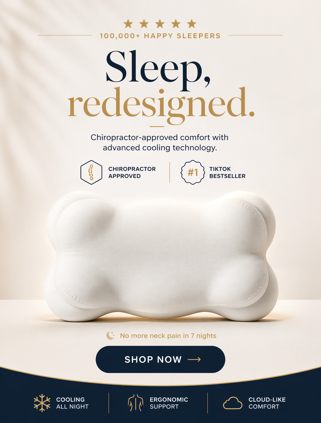 Lünely Cervical Cloud Pillow – Premium Memory Foam Support for Chronic Neck Pain
